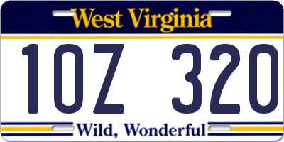 WV license plate 1OZ320