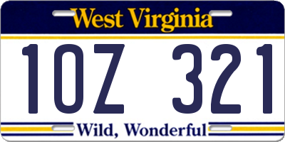 WV license plate 1OZ321