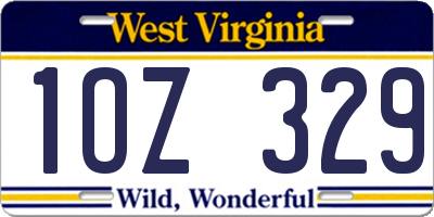 WV license plate 1OZ329