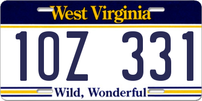 WV license plate 1OZ331