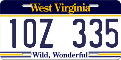 WV license plate 1OZ335