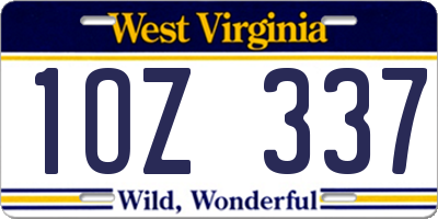 WV license plate 1OZ337