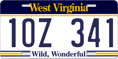 WV license plate 1OZ341