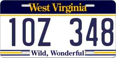 WV license plate 1OZ348