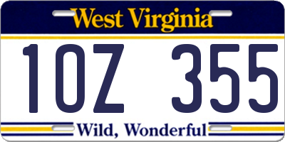 WV license plate 1OZ355
