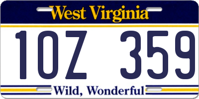 WV license plate 1OZ359