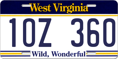 WV license plate 1OZ360