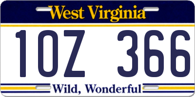 WV license plate 1OZ366