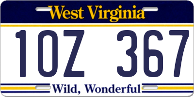 WV license plate 1OZ367