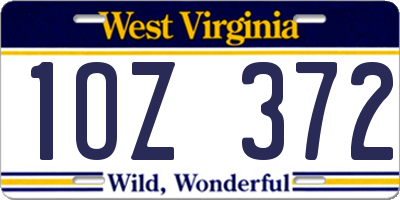 WV license plate 1OZ372