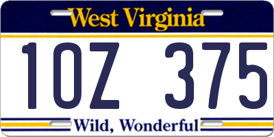 WV license plate 1OZ375