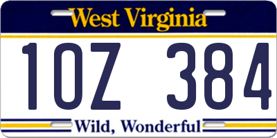 WV license plate 1OZ384