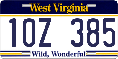 WV license plate 1OZ385