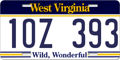 WV license plate 1OZ393