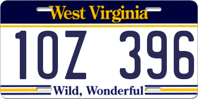 WV license plate 1OZ396