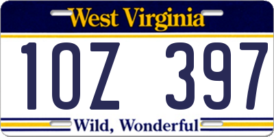 WV license plate 1OZ397