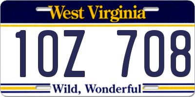 WV license plate 1OZ708