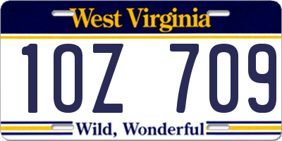WV license plate 1OZ709