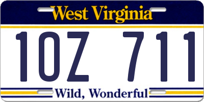 WV license plate 1OZ711