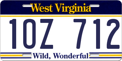 WV license plate 1OZ712