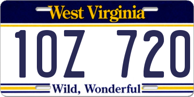 WV license plate 1OZ720