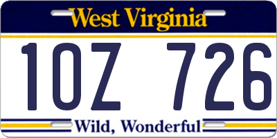 WV license plate 1OZ726