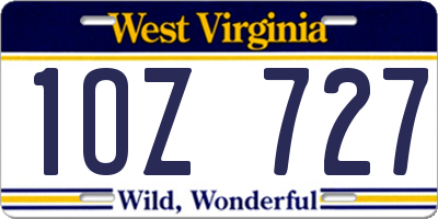 WV license plate 1OZ727