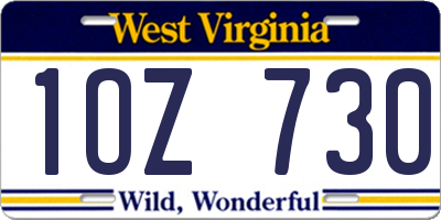 WV license plate 1OZ730