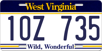 WV license plate 1OZ735