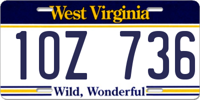 WV license plate 1OZ736