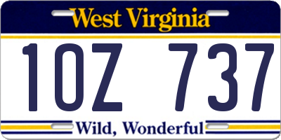WV license plate 1OZ737