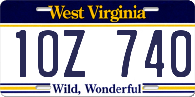 WV license plate 1OZ740