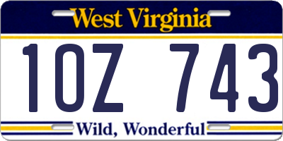 WV license plate 1OZ743