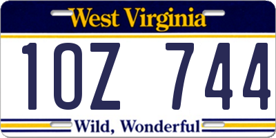 WV license plate 1OZ744