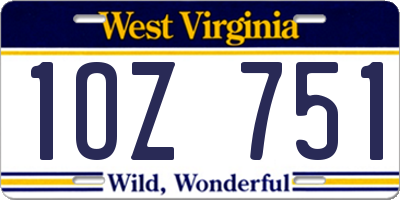 WV license plate 1OZ751