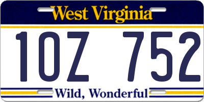 WV license plate 1OZ752