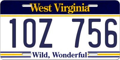WV license plate 1OZ756