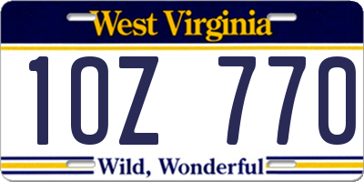 WV license plate 1OZ770