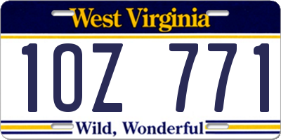 WV license plate 1OZ771