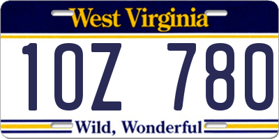 WV license plate 1OZ780