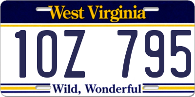WV license plate 1OZ795