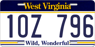 WV license plate 1OZ796