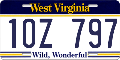 WV license plate 1OZ797