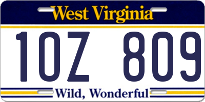WV license plate 1OZ809
