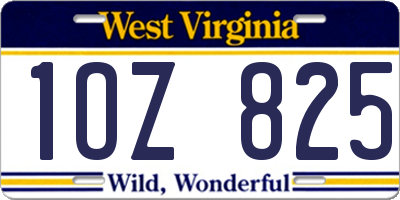 WV license plate 1OZ825