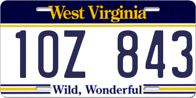 WV license plate 1OZ843