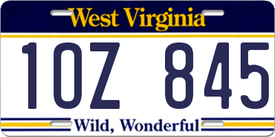 WV license plate 1OZ845