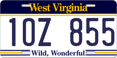 WV license plate 1OZ855