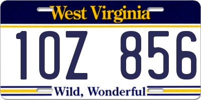 WV license plate 1OZ856