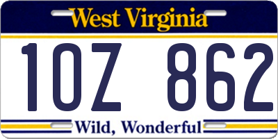 WV license plate 1OZ862